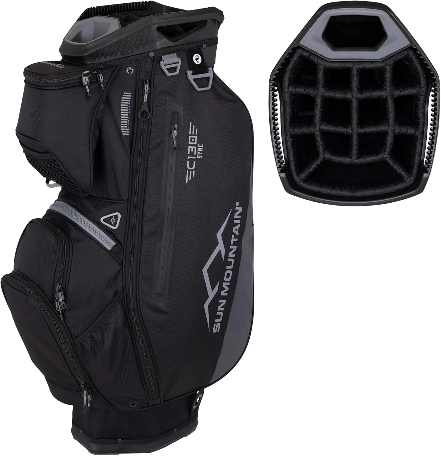 Sun Mountain 2025 C-130 Sync Golf Bag with 14 Full-Length Dividers and 13 Pockets for Ultimate Convenience - Lightweight Mens Golf Bag with a Cart-Friendly Base Ideal for Golf Carts
