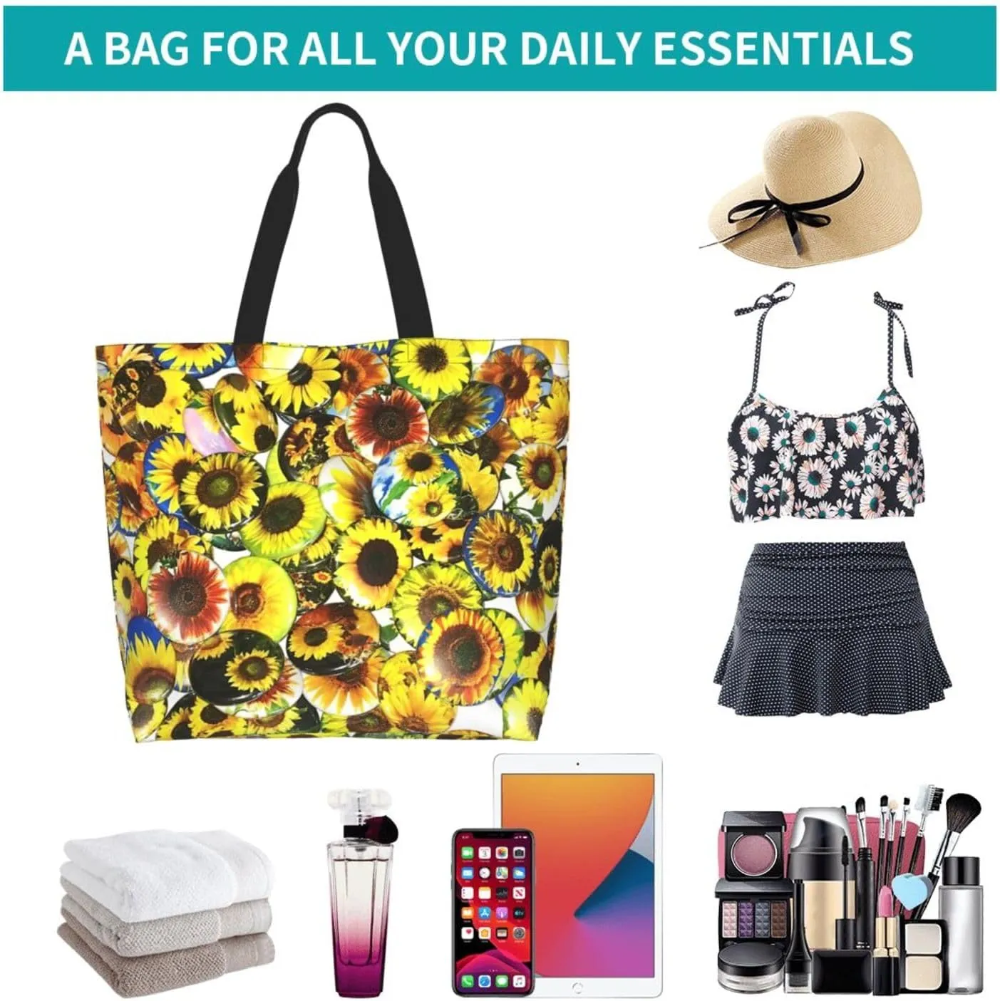 Sunflower Casual Daily Handbags Classic Style Shoulder Bags Women'S Large-Capacity Shoulder Shopping Bags Black