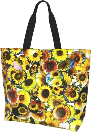Sunflower Casual Daily Handbags Classic Style Shoulder Bags Women'S Large-Capacity Shoulder Shopping Bags Black