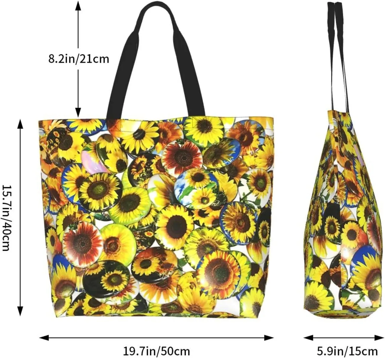 Sunflower Casual Daily Handbags Classic Style Shoulder Bags Women'S Large-Capacity Shoulder Shopping Bags Black