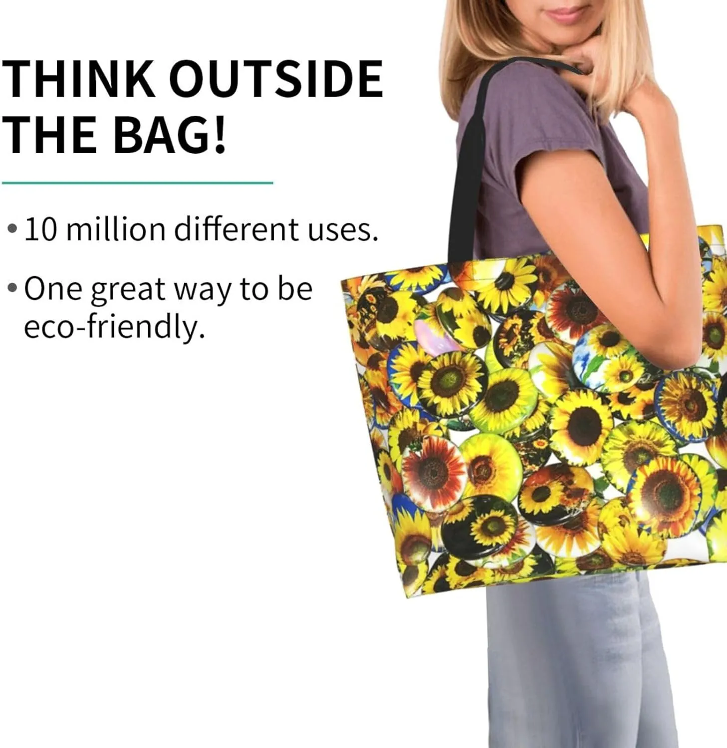 Sunflower Casual Daily Handbags Classic Style Shoulder Bags Women'S Large-Capacity Shoulder Shopping Bags Black
