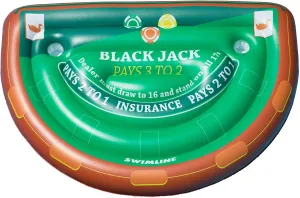 Swimline Inflatable Blackjack Game Table Raft with Waterproof Cards Green/Brown, 60"/40"/12"