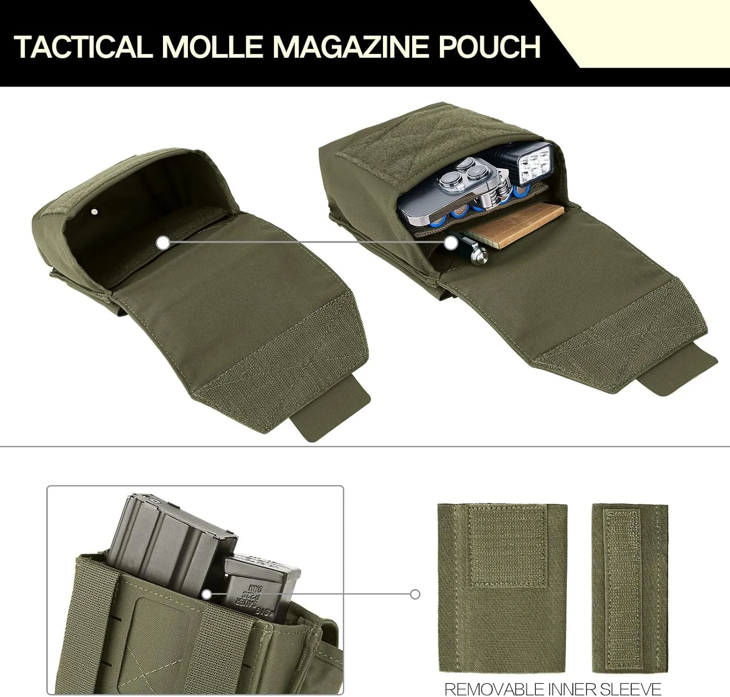 Tactical Molle Magazine Pouch 5.56 7.62 Multi-Use Mag Pouches Hunting Cummerbund Accessories Dump Pouch GP Storage Bag for Duty Belt Vest
