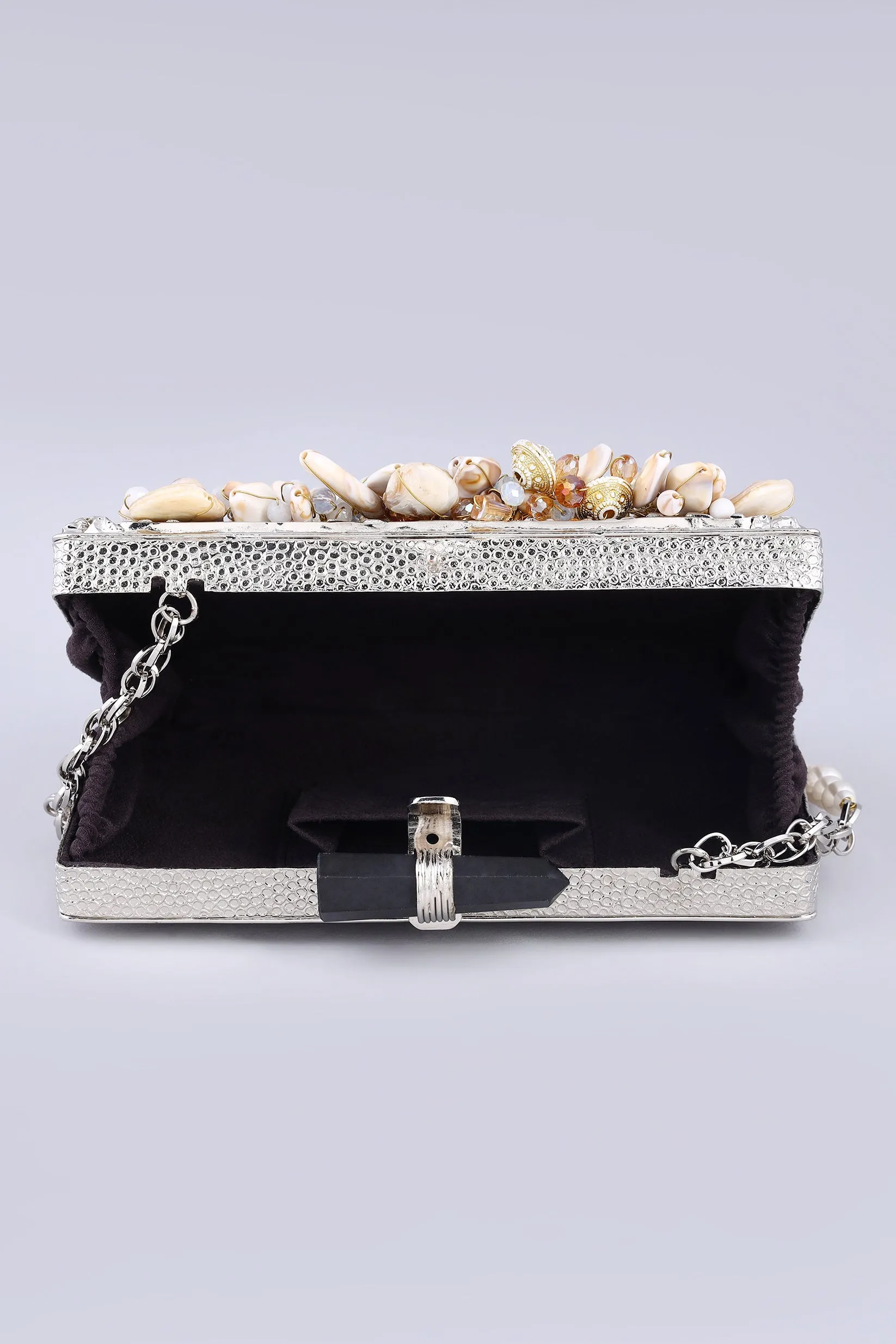 Tanaz silver Statement clutch