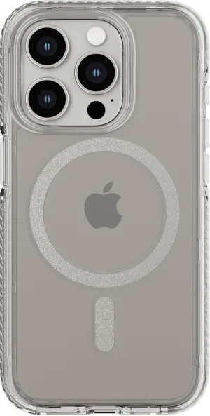 Tech21 Evo Crystal Case for iPhone 15 Pro - Compatible with MagSafe - Impact Protection Case with 15x Military Standard Rating - Natural Titanium