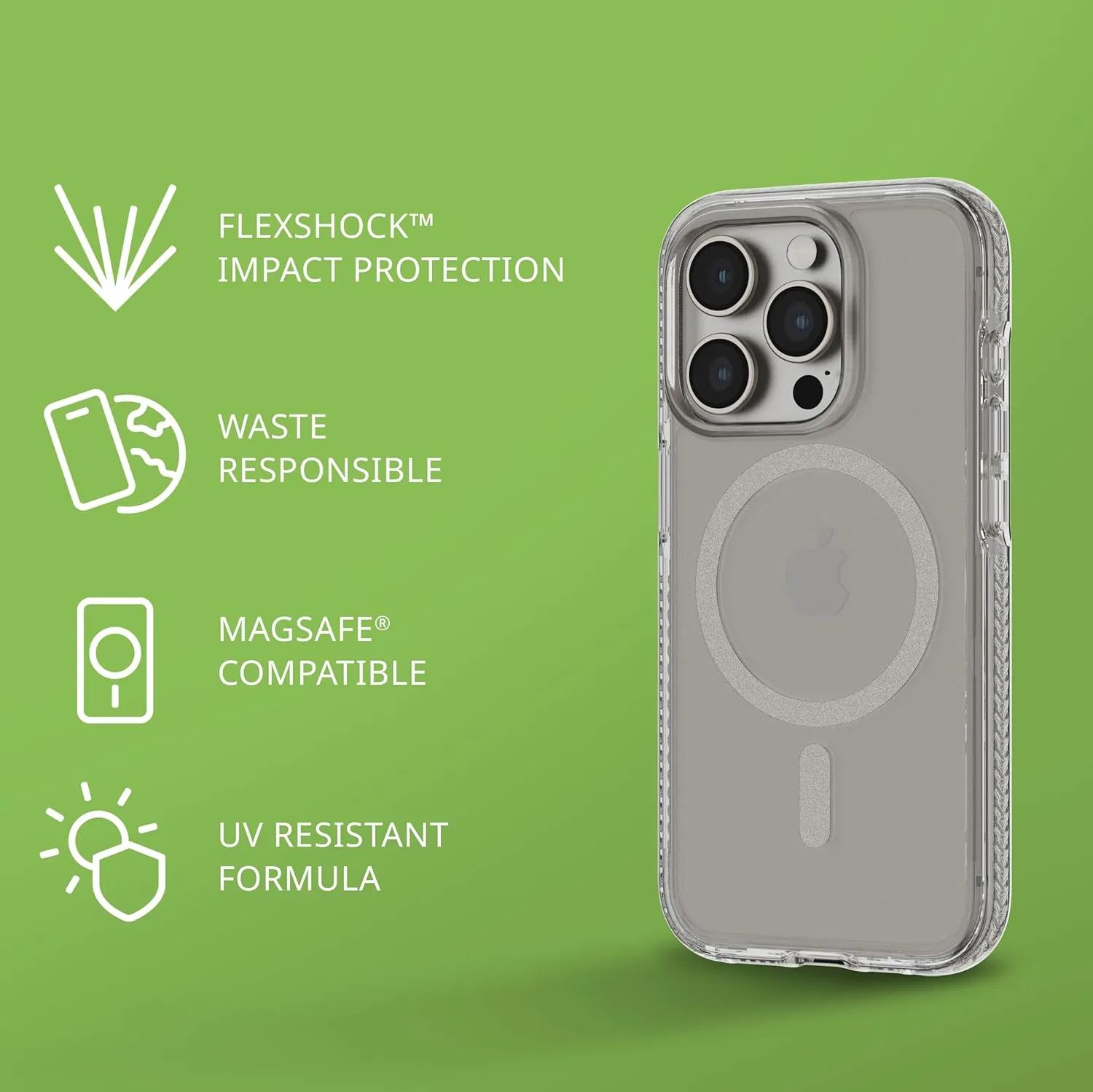 Tech21 Evo Crystal Case for iPhone 15 Pro - Compatible with MagSafe - Impact Protection Case with 15x Military Standard Rating - Natural Titanium