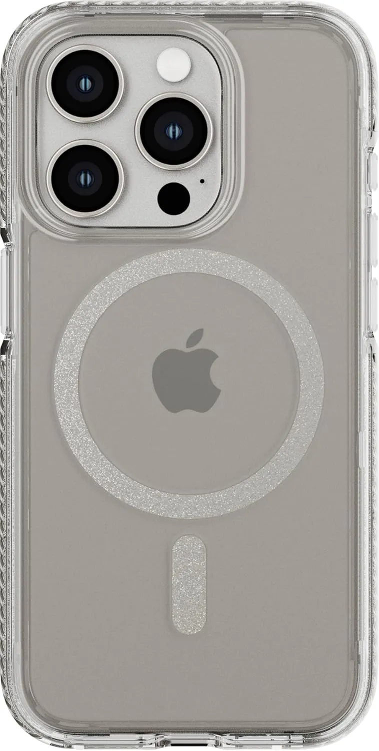 Tech21 Evo Crystal Case for iPhone 15 Pro - Compatible with MagSafe - Impact Protection Case with 15x Military Standard Rating - Natural Titanium