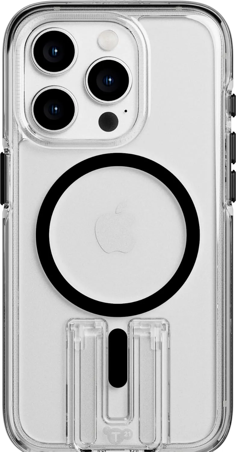 Tech21 Evo Crystal Kick case for iPhone 15 Pro - Compatible with MagSafe - Impact Protection Case - Clear/Black
