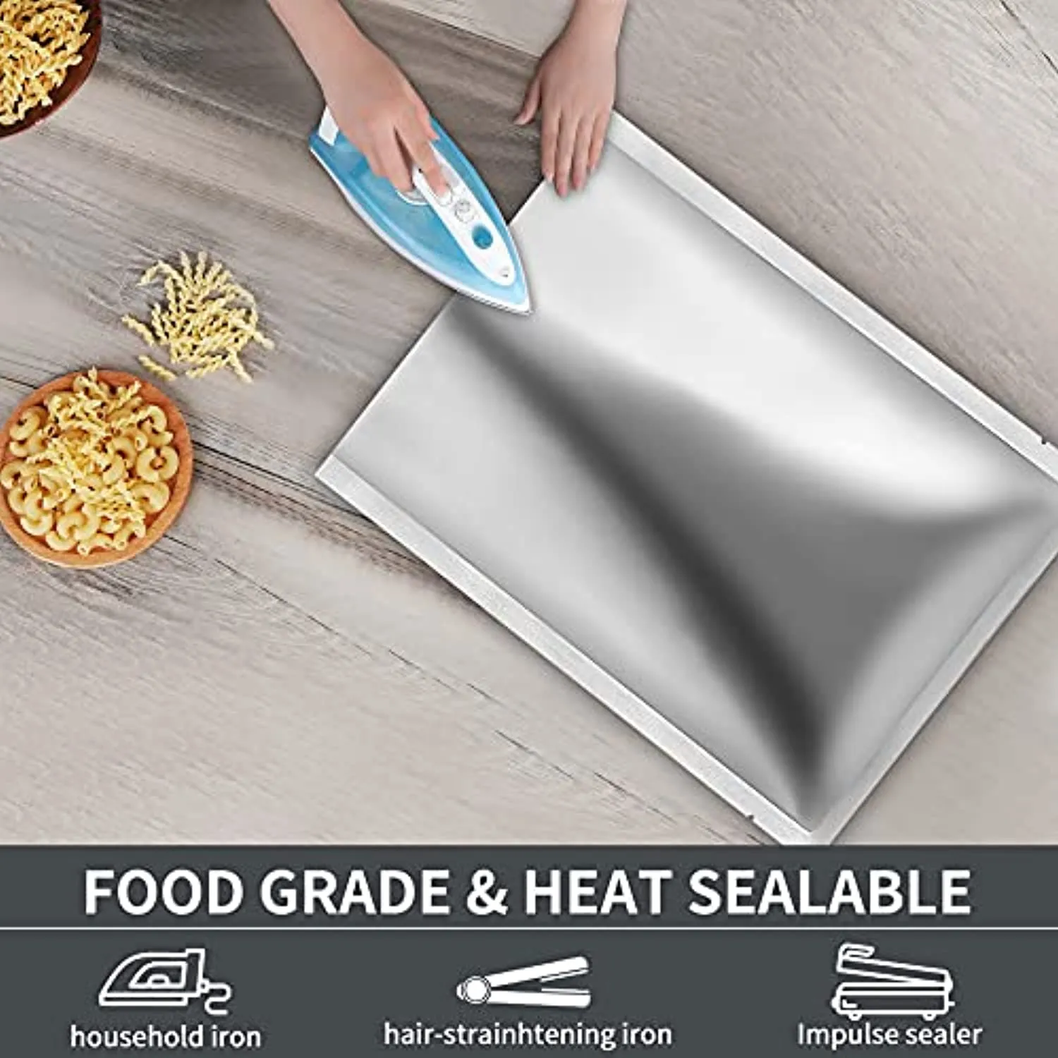 TEKUNLIMITED 20 Pk 5 GALLON Mylar Bags and 20 x 2000cc Oxygen Absorbers Mylar Bags for Food Storage for Grains, Wheat, Rice, Pasta, Dog And Cat Food, Dry Aging Bags for Meat - Long Term Food Storage with Oxy-Sorb
