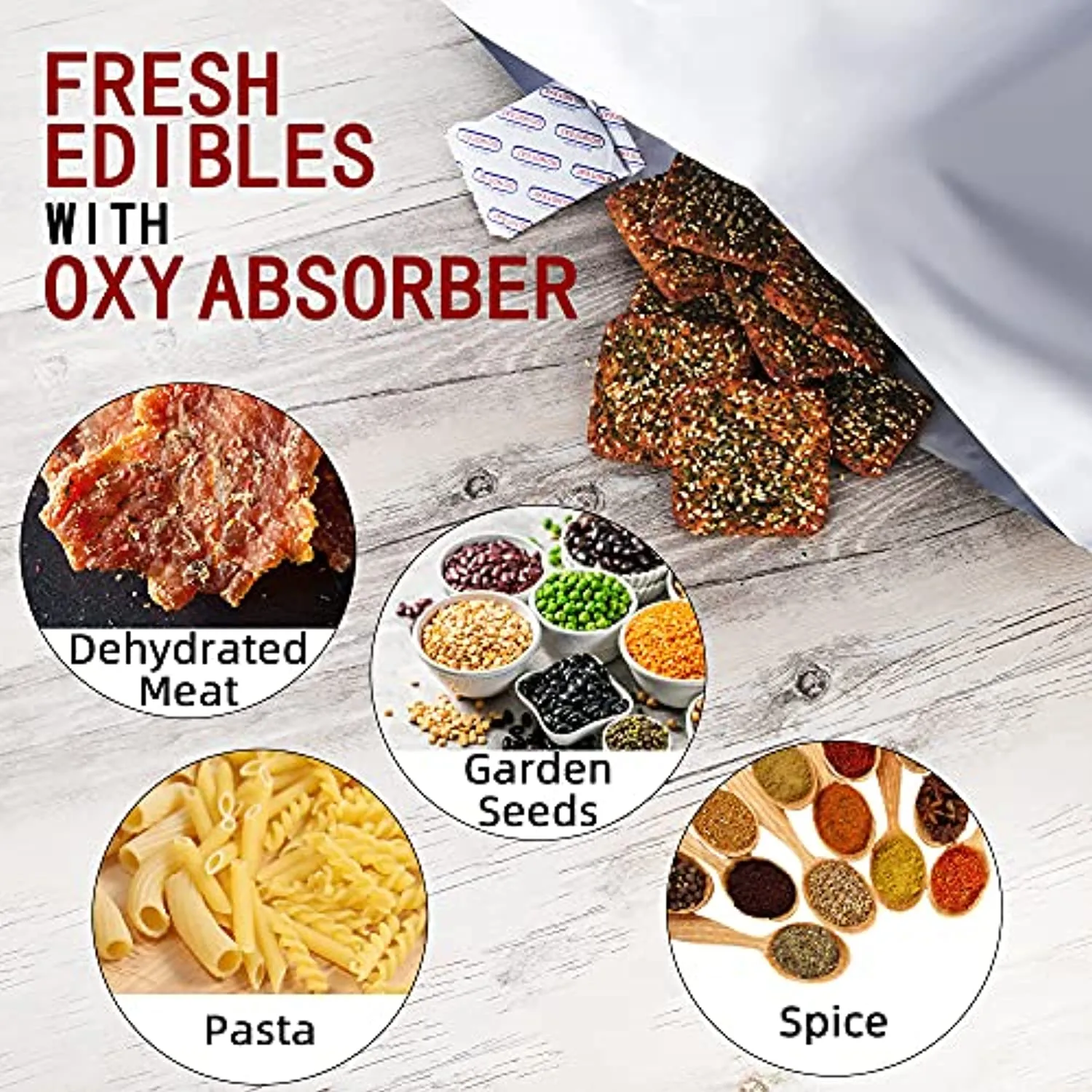 TEKUNLIMITED 20 Pk 5 GALLON Mylar Bags and 20 x 2000cc Oxygen Absorbers Mylar Bags for Food Storage for Grains, Wheat, Rice, Pasta, Dog And Cat Food, Dry Aging Bags for Meat - Long Term Food Storage with Oxy-Sorb
