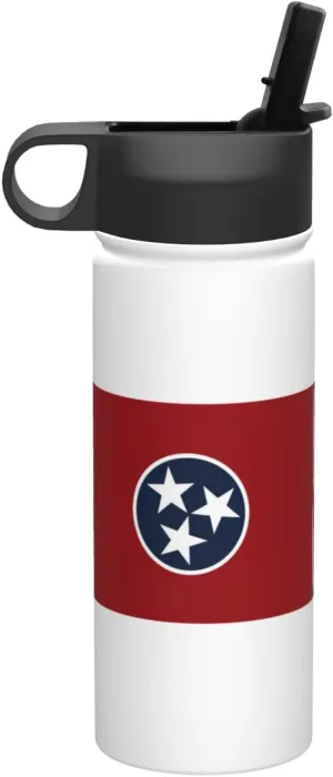 Tennessee state flag Print Flask Stainless Steel Water Bottle with Straw 18OZ FOR Outdoor Gym Commute