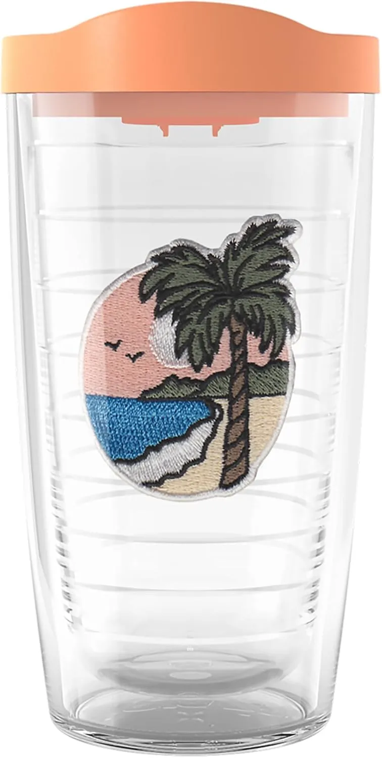 Tervis A Day In The Tropics Made in USA Double Walled Insulated Tumbler Travel Cup Keeps Drinks Cold & Hot, 16oz, Sundown