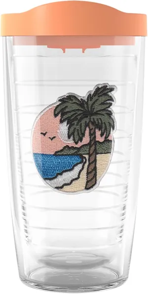 Tervis A Day In The Tropics Made in USA Double Walled Insulated Tumbler Travel Cup Keeps Drinks Cold & Hot, 16oz, Sundown