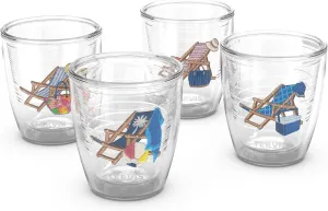Tervis Barefoot Beach Collection Made in USA Double Walled Insulated Tumbler Travel Cup Keeps Drinks Cold & Hot, 12oz - 4pk, Classic