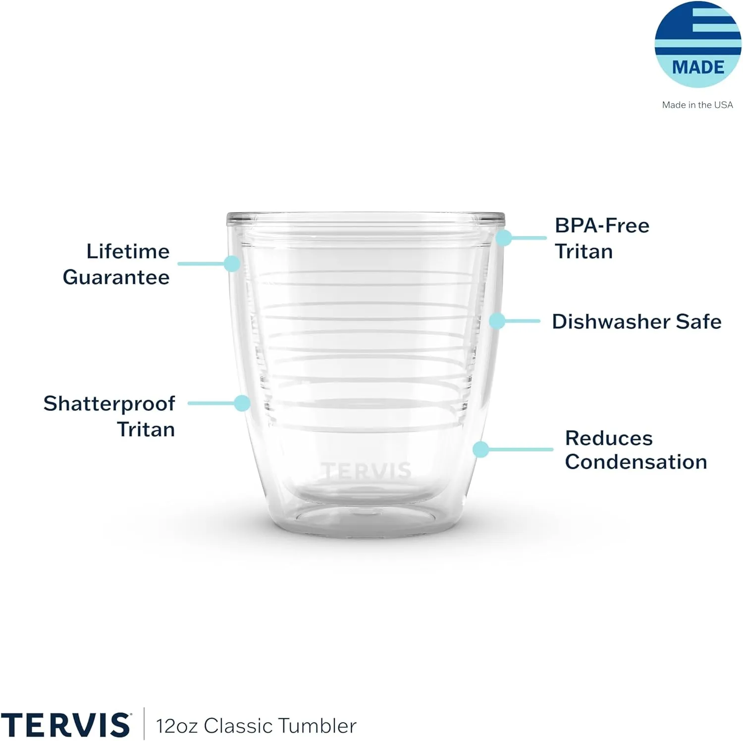 Tervis Barefoot Beach Collection Seaside Stripes Made in USA Double Walled Insulated Tumbler Travel Cup Keeps Drinks Cold & Hot, 12oz, Seaside Stripes