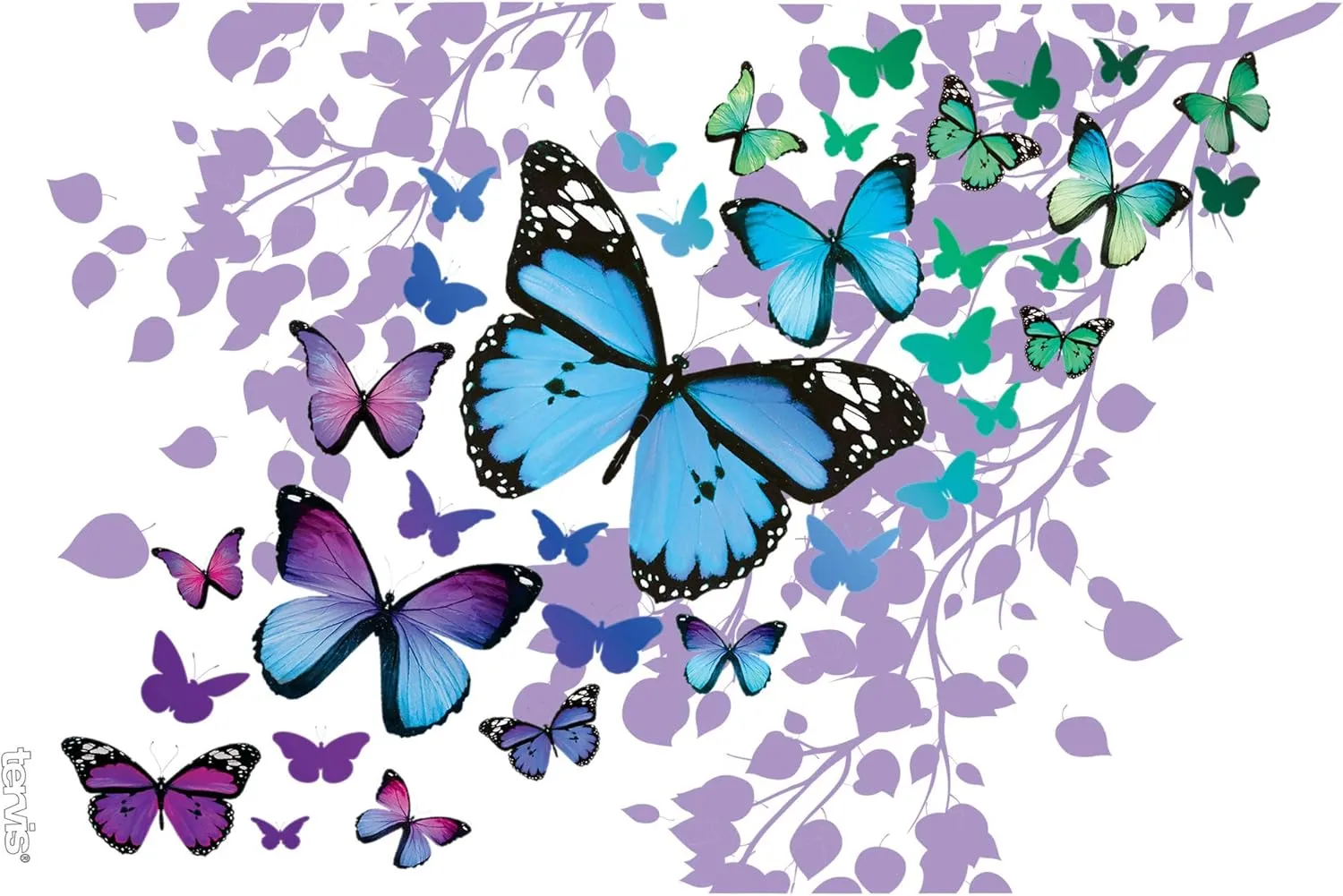 Tervis Blue Endless Butterfly Made in USA Double Walled Insulated Tumbler Travel Cup Keeps Drinks Cold & Hot, 16oz, Classic