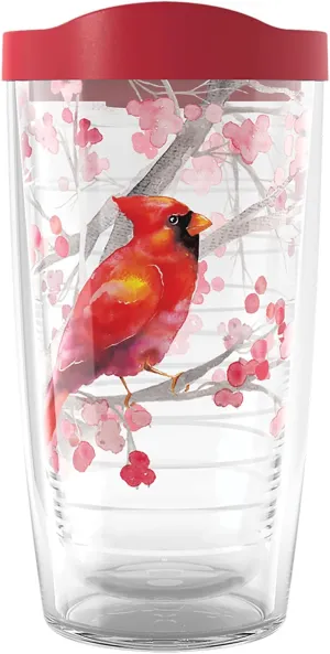 Tervis Christmas Holiday Cardinal and Berry Branches Made in USA Double Walled Insulated Tumbler Travel Cup Keeps Drinks Cold & Hot, 16oz, Classic