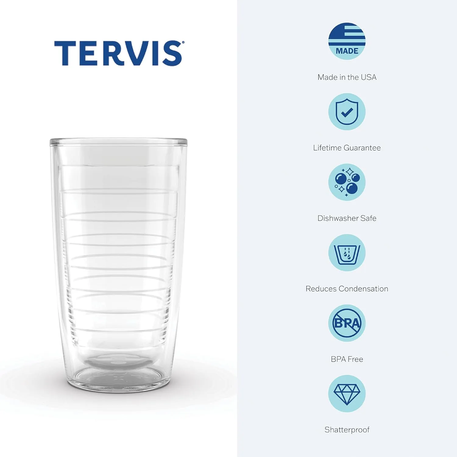 Tervis Clear & Colorful Tabletop Made in USA Double Walled Insulated Tumbler Travel Cup Keeps Drinks Cold & Hot, 16oz - 4pk, Clear and Red