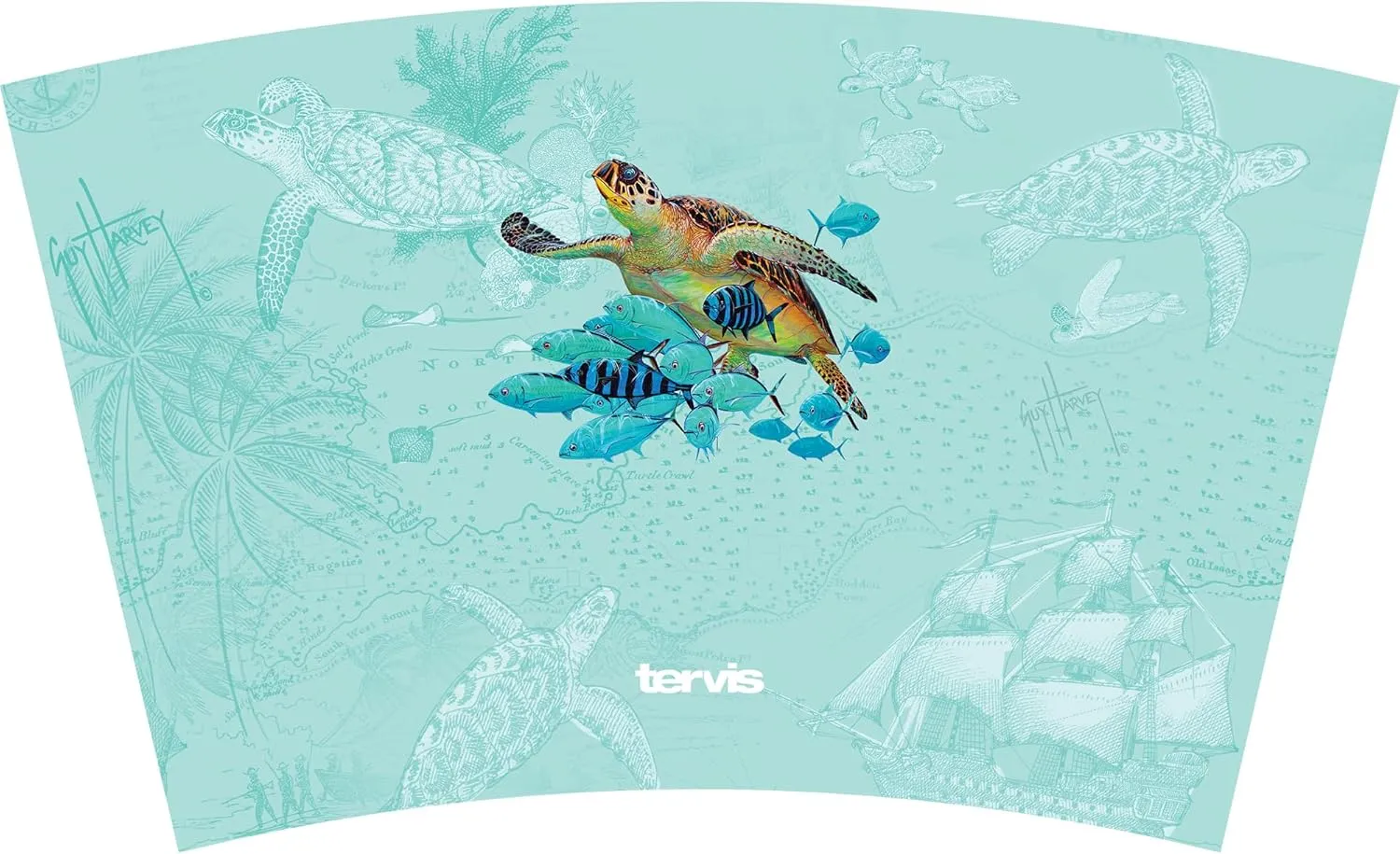 Tervis Guy Harvey - Living Reef Collection Made in USA Double Walled Insulated Tumbler Travel Cup Keeps Drinks Cold & Hot, 16oz, Fish and Turtle