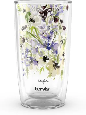 Tervis Kelly Ventura Floral Vista Crystal Collection Perennial Patch Made in USA Double Walled Insulated Tumbler Travel Cup Keeps Drinks Cold & Hot, 16oz, Perennial Patch
