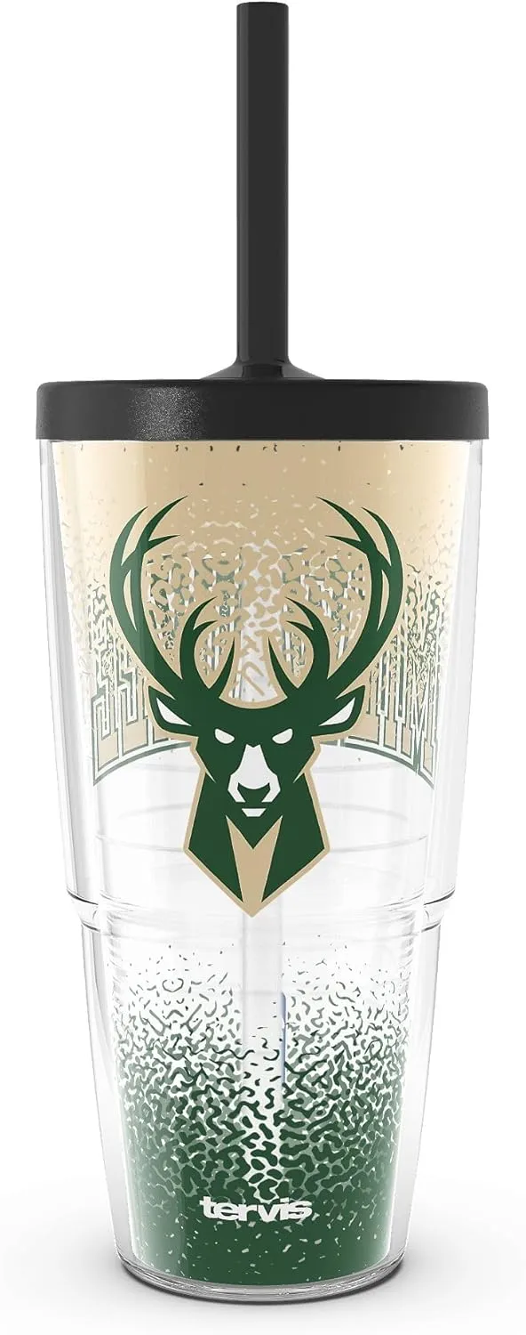 Tervis NBA Milwaukee Bucks - Defend Made in USA Double Walled Insulated Tumbler Travel Cup Keeps Drinks Cold & Hot, 24oz with Straw Lid, Classic