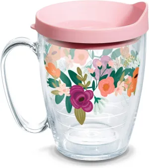 Tervis Neo Mint Floral Made in USA Double Walled Insulated Tumbler Travel Cup Keeps Drinks Cold & Hot, 16oz Mug, Classic