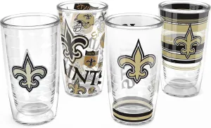 Tervis NFL New Orleans Saints - Assorted Made in USA Double Walled Insulated Tumbler Travel Cup Keeps Drinks Cold & Hot, 16oz 4pk, Classic
