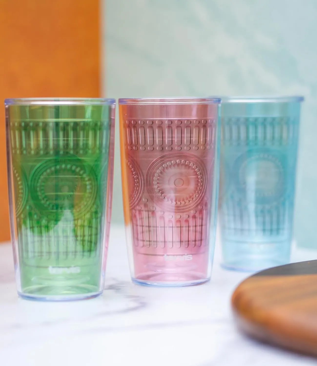 Tervis Romantic Embossed Hobnail Collection Made in USA Double Walled Insulated Tumbler Travel Cup Keeps Drinks Cold & Hot, 16oz, Blue Moon