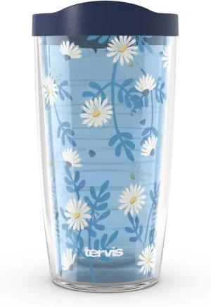 Tervis Skyfall Daisies Made in USA Double Walled Insulated Tumbler Travel Cup Keeps Drinks Cold & Hot, 16oz, Classic