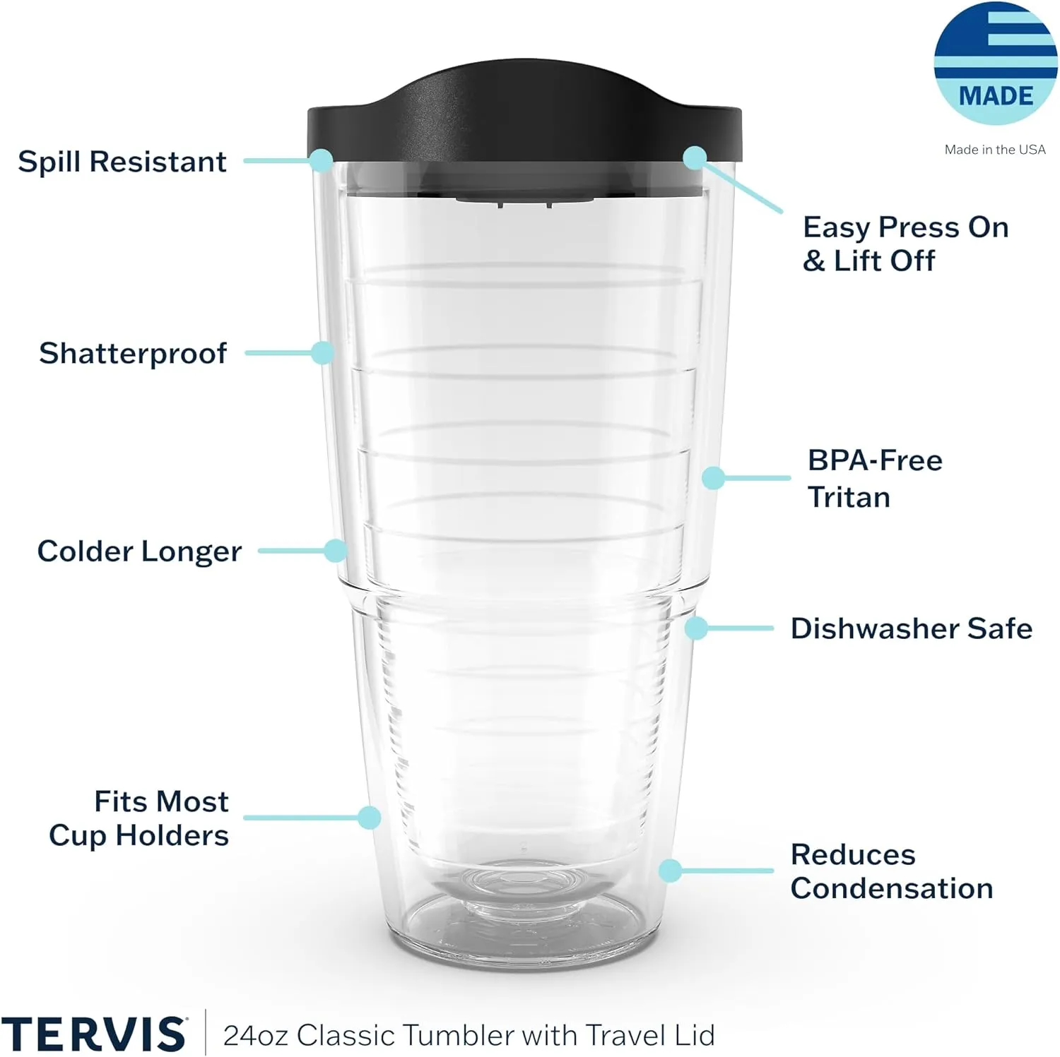 Tervis Sloth Nope Not Today Made in USA Double Walled Insulated Tumbler Travel Cup Keeps Drinks Cold & Hot, 24oz, Classic