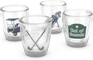 Tervis The Links Golf Collection Made in USA Double Walled Insulated Tumbler Travel Cup Keeps Drinks Cold & Hot, 12oz - 4pk, Assorted