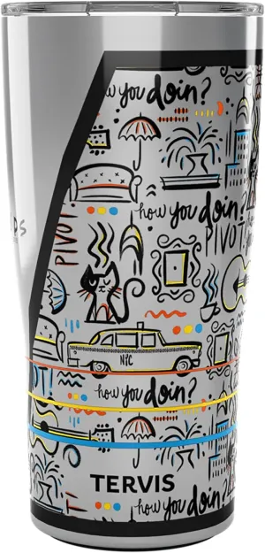 Tervis Traveler Friends Pattern Triple Walled Insulated Tumbler Travel Cup Keeps Drinks Cold & Hot, 20oz, Stainless Steel