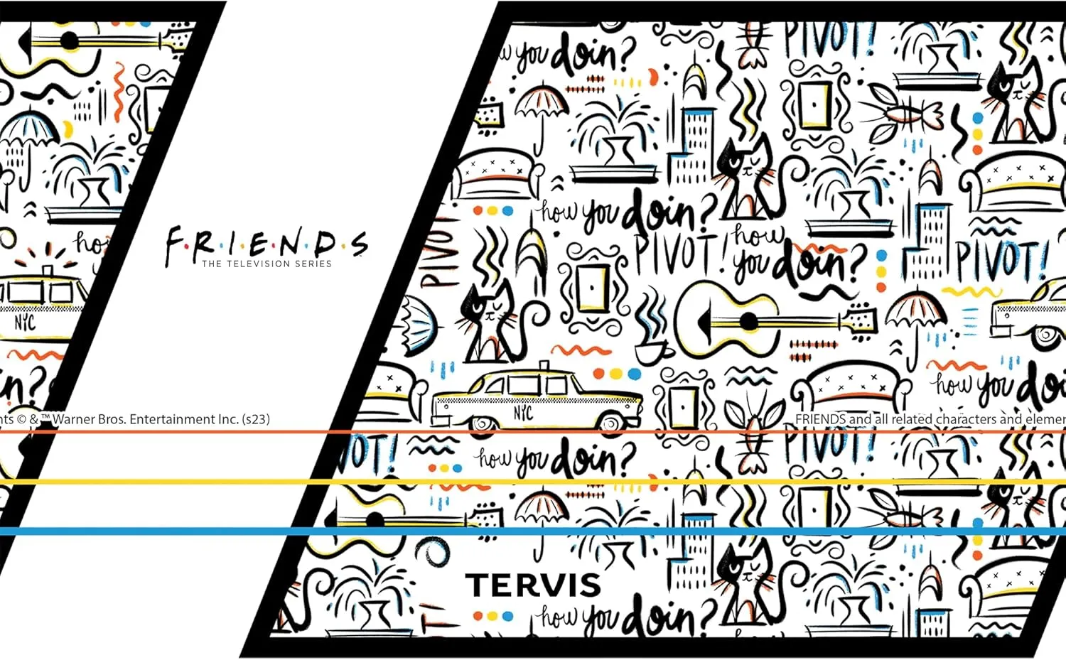Tervis Traveler Friends Pattern Triple Walled Insulated Tumbler Travel Cup Keeps Drinks Cold & Hot, 20oz, Stainless Steel