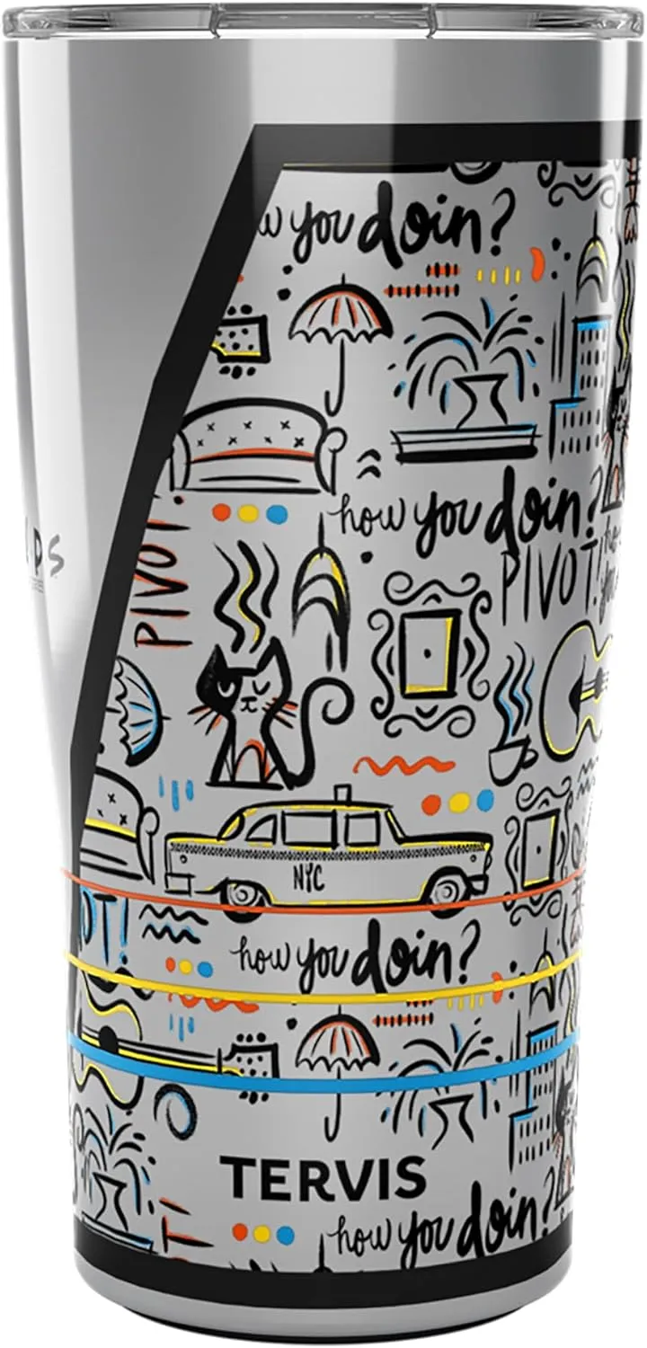 Tervis Traveler Friends Pattern Triple Walled Insulated Tumbler Travel Cup Keeps Drinks Cold & Hot, 20oz, Stainless Steel