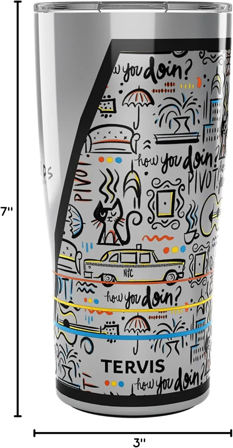 Tervis Traveler Friends Pattern Triple Walled Insulated Tumbler Travel Cup Keeps Drinks Cold & Hot, 20oz, Stainless Steel