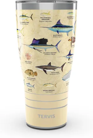 Tervis Traveler Guy Harvey Charts Triple Walled Insulated Tumbler Travel Cup Keeps Drinks Cold & Hot, 30oz, Stainless Steel