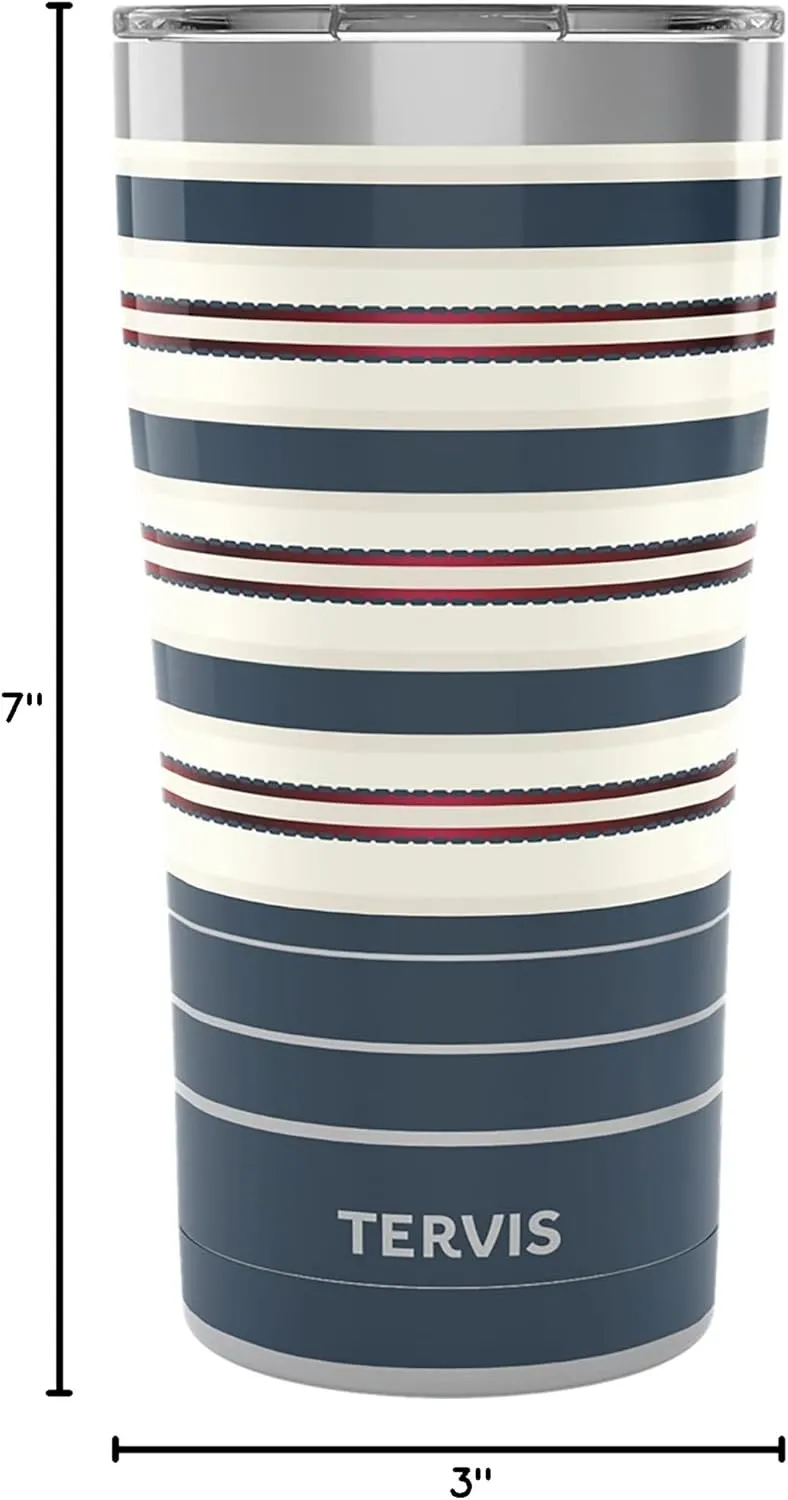 Tervis Traveler Sailor Stripes Triple Walled Insulated Tumbler Travel Cup Keeps Drinks Cold & Hot, 20oz, Stainless Steel