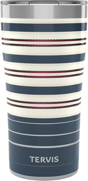 Tervis Traveler Sailor Stripes Triple Walled Insulated Tumbler Travel Cup Keeps Drinks Cold & Hot, 20oz, Stainless Steel
