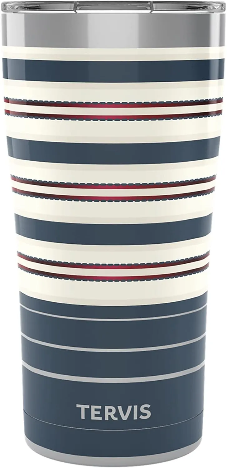 Tervis Traveler Sailor Stripes Triple Walled Insulated Tumbler Travel Cup Keeps Drinks Cold & Hot, 20oz, Stainless Steel