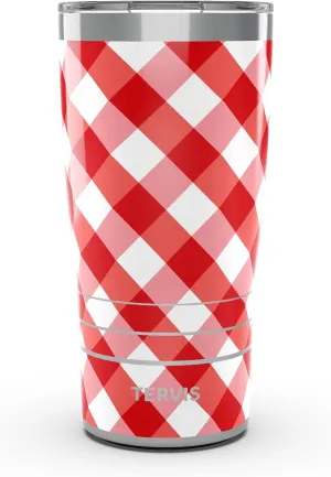 Tervis Traveler Summer Essentials - Picnic Gingham Triple Walled Insulated Tumbler Travel Cup Keeps Drinks Cold & Hot, 20oz, Stainless Steel