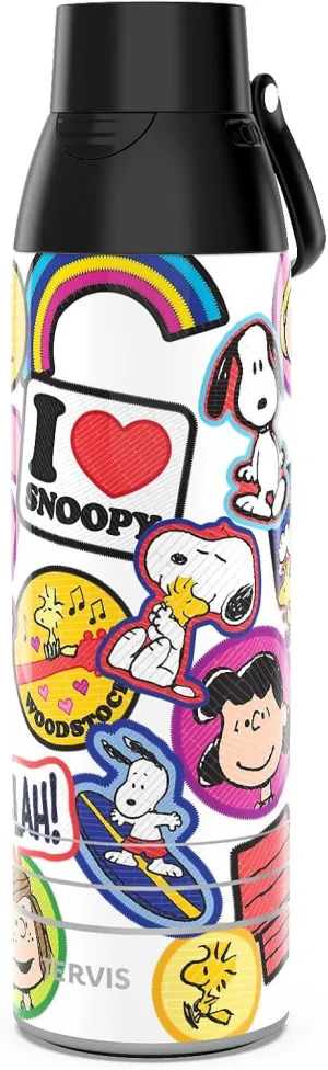 Tervis Venture Water Bottle Peanuts - Sticker Collage Triple Walled Insulated Tumbler Travel Cup Keeps Drinks Cold & Hot, 26oz, Stainless Steel