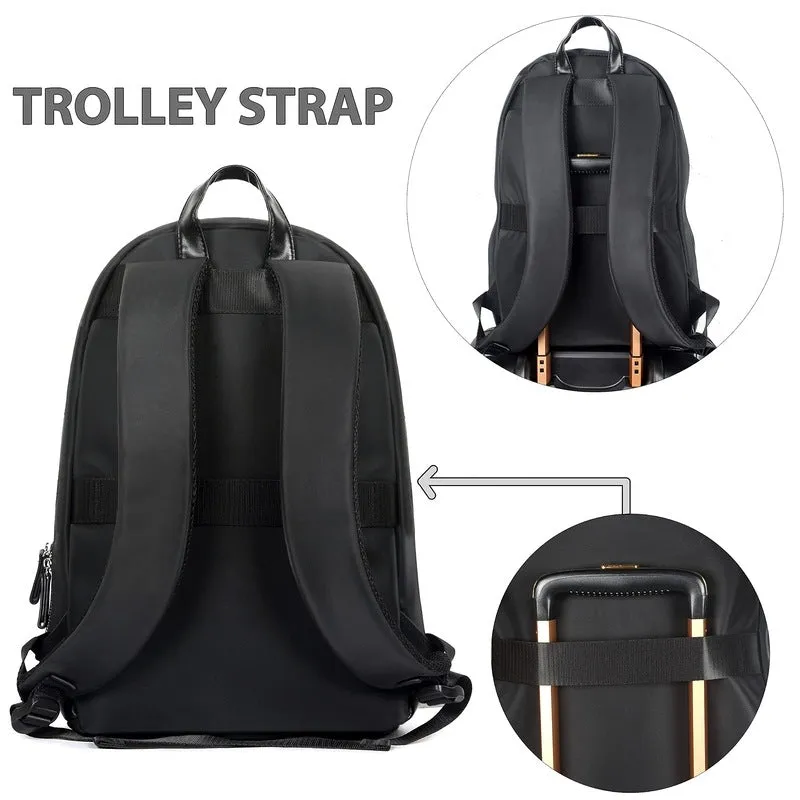 THE CLOWNFISH Onyx Faux Leather 19 Litres Unisex Travel Laptop Backpack for 14 inch Laptops (Black)