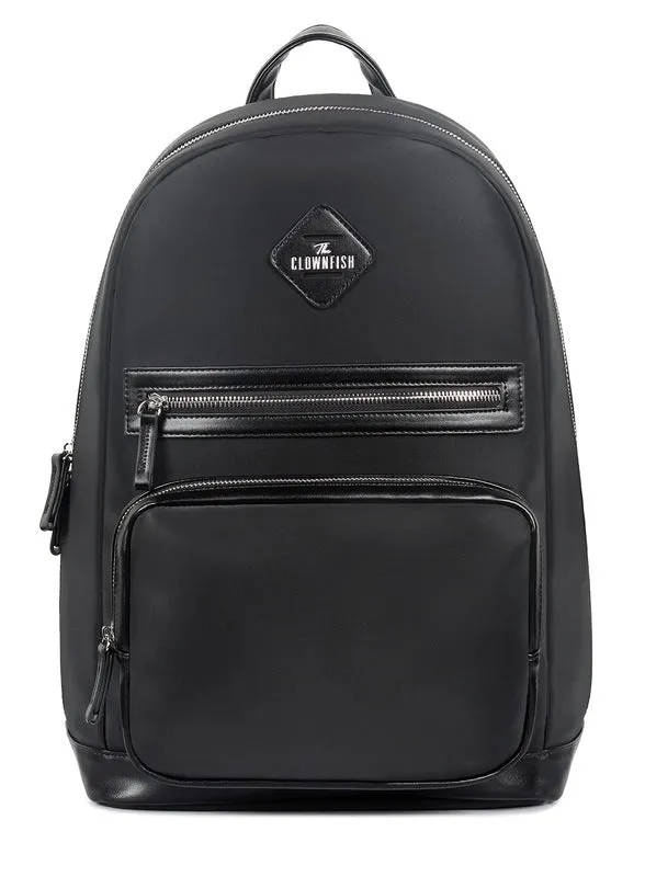 THE CLOWNFISH Onyx Faux Leather 19 Litres Unisex Travel Laptop Backpack for 14 inch Laptops (Black)