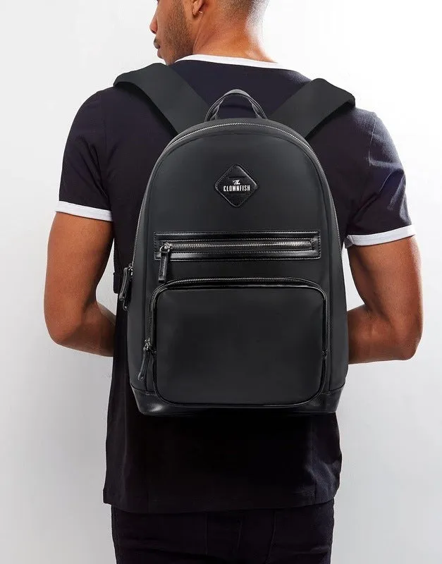 THE CLOWNFISH Onyx Faux Leather 19 Litres Unisex Travel Laptop Backpack for 14 inch Laptops (Black)
