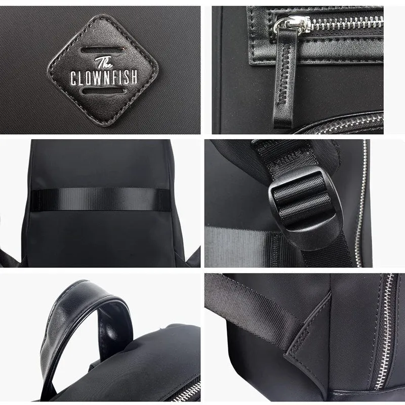THE CLOWNFISH Onyx Faux Leather 19 Litres Unisex Travel Laptop Backpack for 14 inch Laptops (Black)