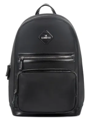 THE CLOWNFISH Onyx Faux Leather 19 Litres Unisex Travel Laptop Backpack for 14 inch Laptops (Black)