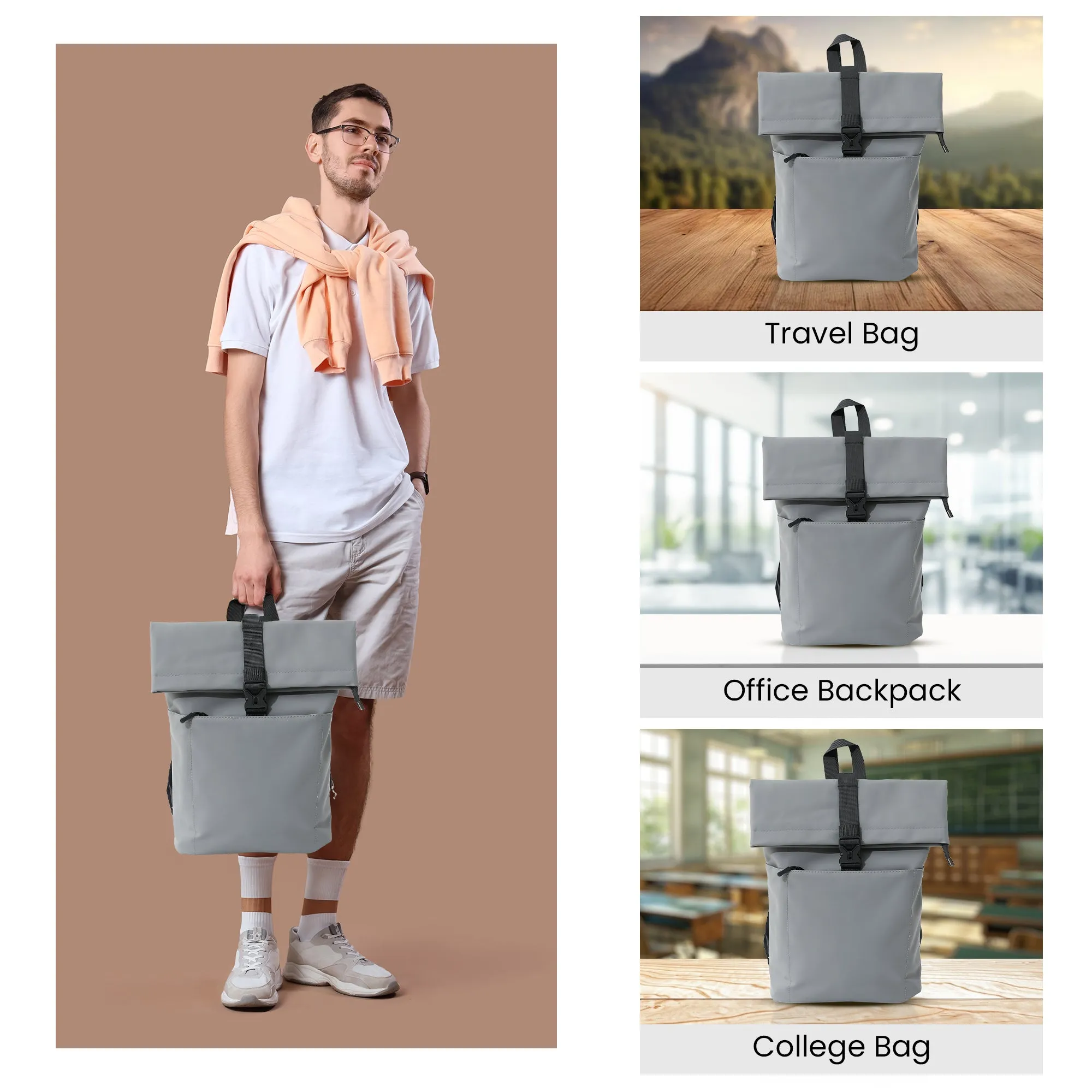 The Clownfish Pixel Series Travel Laptop Backpack - Water Resistant, Large Capacity | Adjustable Padded Straps | Grey