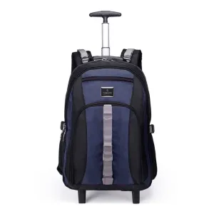 THE CLOWNFISH Transit 51 Litre Water Resistant Polyester Two Wheel Laptop Trolley Backpack (Navy Blue- Size 57 Cm)