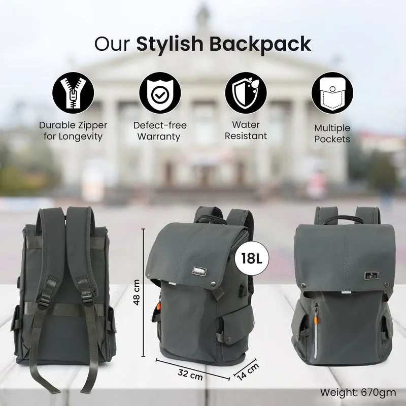 The Clownfish Travel Backpack - Durable, Spacious Design | Unisex Backpack | 18 L | Grey