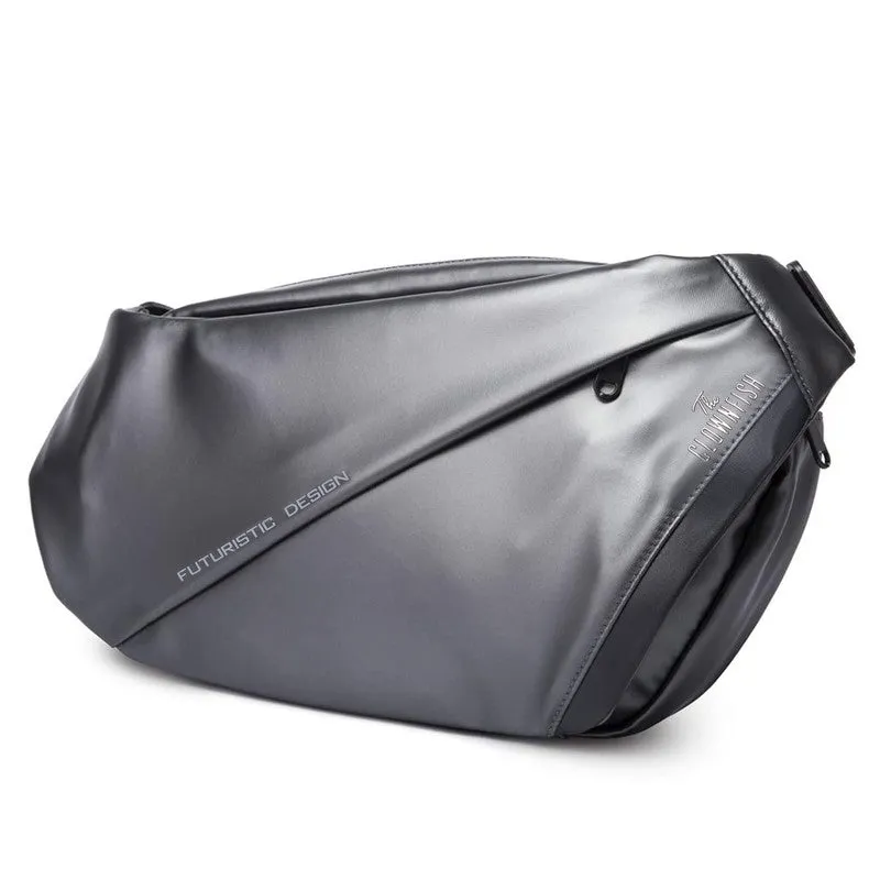 THE CLOWNFISH Water Resistant Polyester Unisex Travel Crossbody Sling Bag Chest Pack (Black)